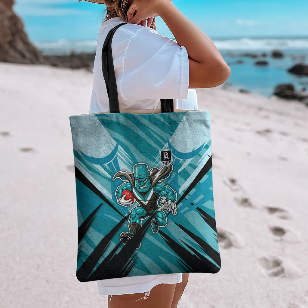 Port Adelaide Power Australian Football Tote Bag Powerful Superhero Mascot - Bold Team Colors