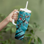 Port Adelaide Power Australian Football Tumbler With Handle Powerful Superhero Mascot - Bold Team Colors