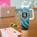 Port Adelaide Power Australian Football Tumbler With Handle Powerful Superhero Mascot - Bold Team Colors