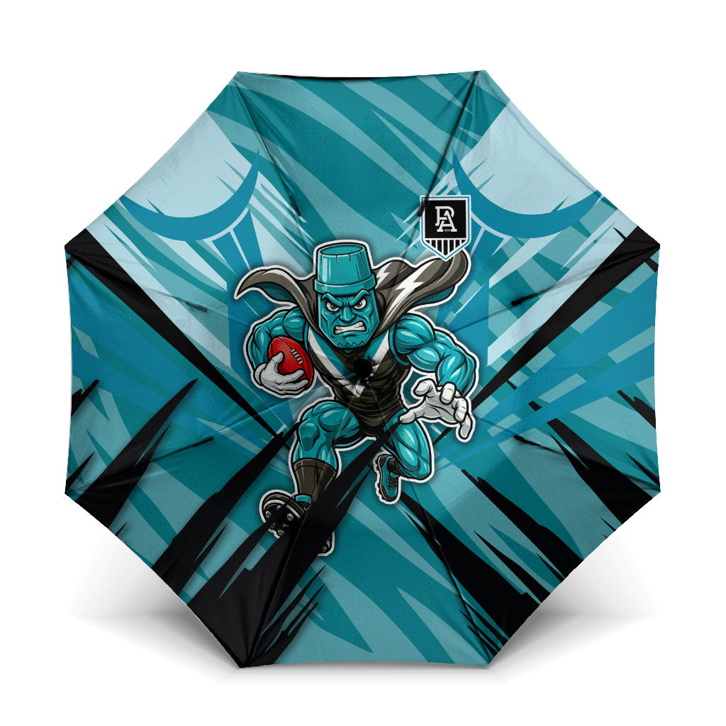 Port Adelaide Power Australian Football Umbrella Powerful Superhero Mascot - Bold Team Colors