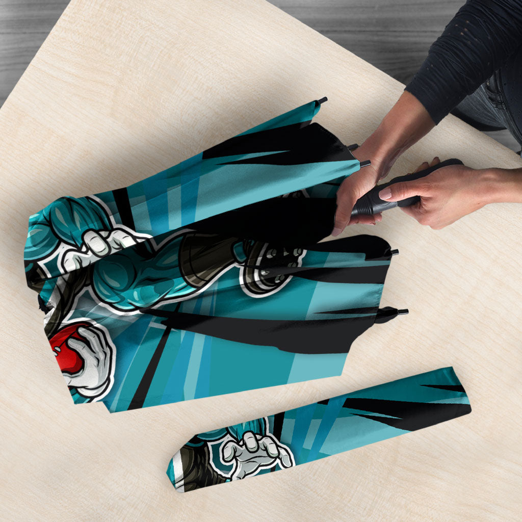 Port Adelaide Power Australian Football Umbrella Powerful Superhero Mascot - Bold Team Colors