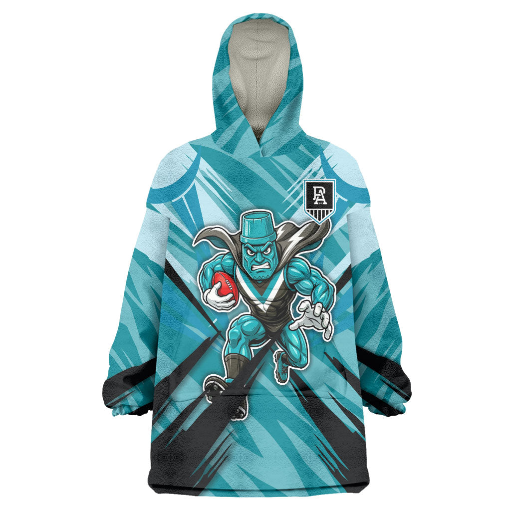 Port Adelaide Power Australian Football Wearable Blanket Hoodie Powerful Superhero Mascot - Bold Team Colors
