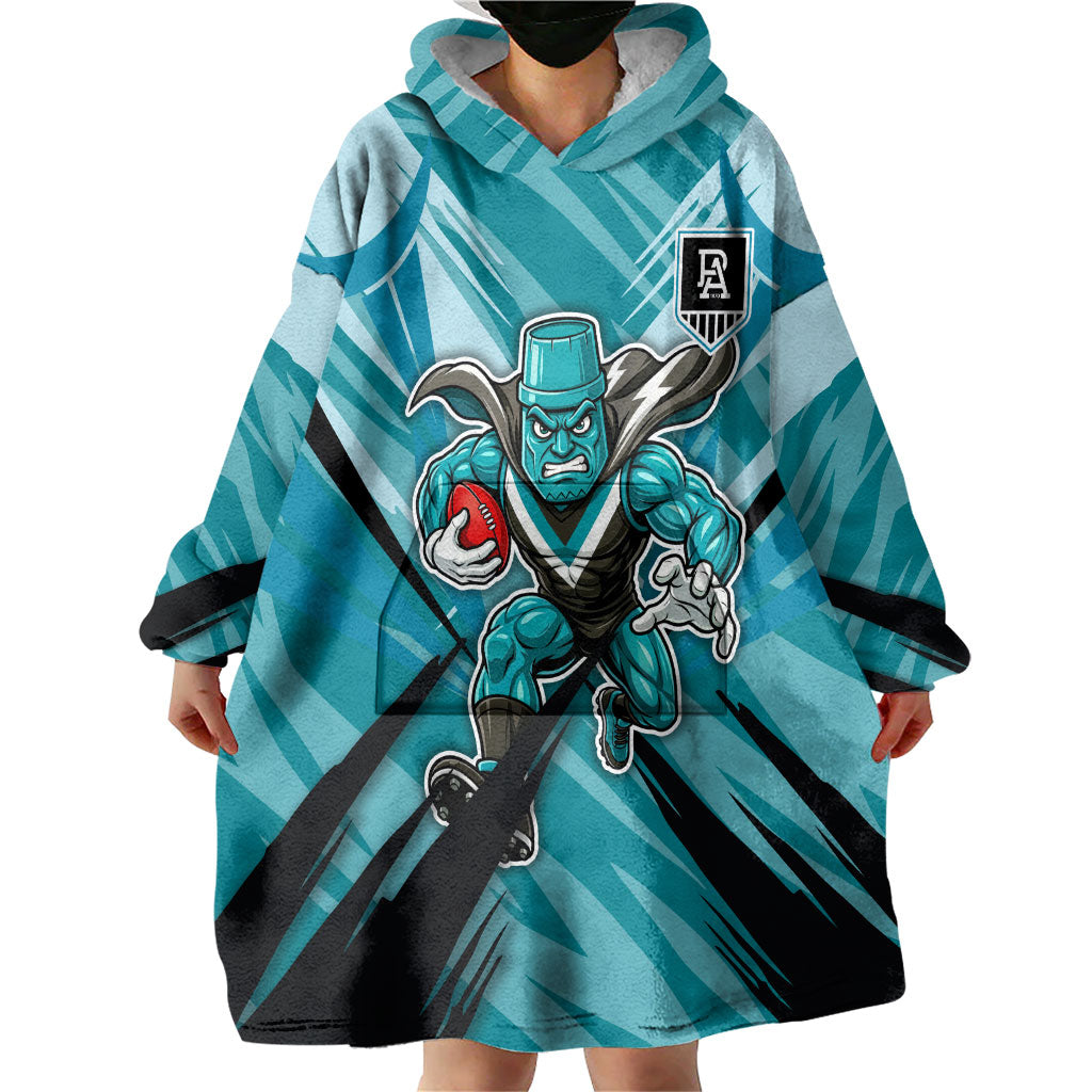 Port Adelaide Power Australian Football Wearable Blanket Hoodie Powerful Superhero Mascot - Bold Team Colors
