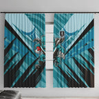 Port Adelaide Power Australian Football Window Curtain Powerful Superhero Mascot - Bold Team Colors