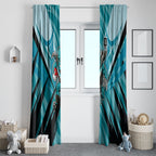 Port Adelaide Power Australian Football Window Curtain Powerful Superhero Mascot - Bold Team Colors