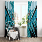 Port Adelaide Power Australian Football Window Curtain Powerful Superhero Mascot - Bold Team Colors
