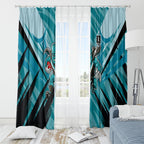 Port Adelaide Power Australian Football Window Curtain Powerful Superhero Mascot - Bold Team Colors