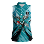 Port Adelaide Power Australian Football Women Sleeveless Polo Shirt Powerful Superhero Mascot - Bold Team Colors
