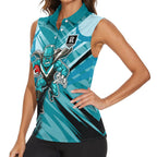 Port Adelaide Power Australian Football Women Sleeveless Polo Shirt Powerful Superhero Mascot - Bold Team Colors