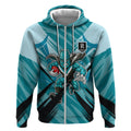 Port Adelaide Power Australian Football Zip Hoodie Powerful Superhero Mascot - Bold Team Colors