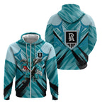 Port Adelaide Power Australian Football Zip Hoodie Powerful Superhero Mascot - Bold Team Colors