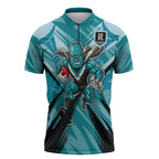 Port Adelaide Power Australian Football Zipper Polo Shirt Powerful Superhero Mascot - Bold Team Colors