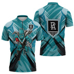 Port Adelaide Power Australian Football Zipper Polo Shirt Powerful Superhero Mascot - Bold Team Colors