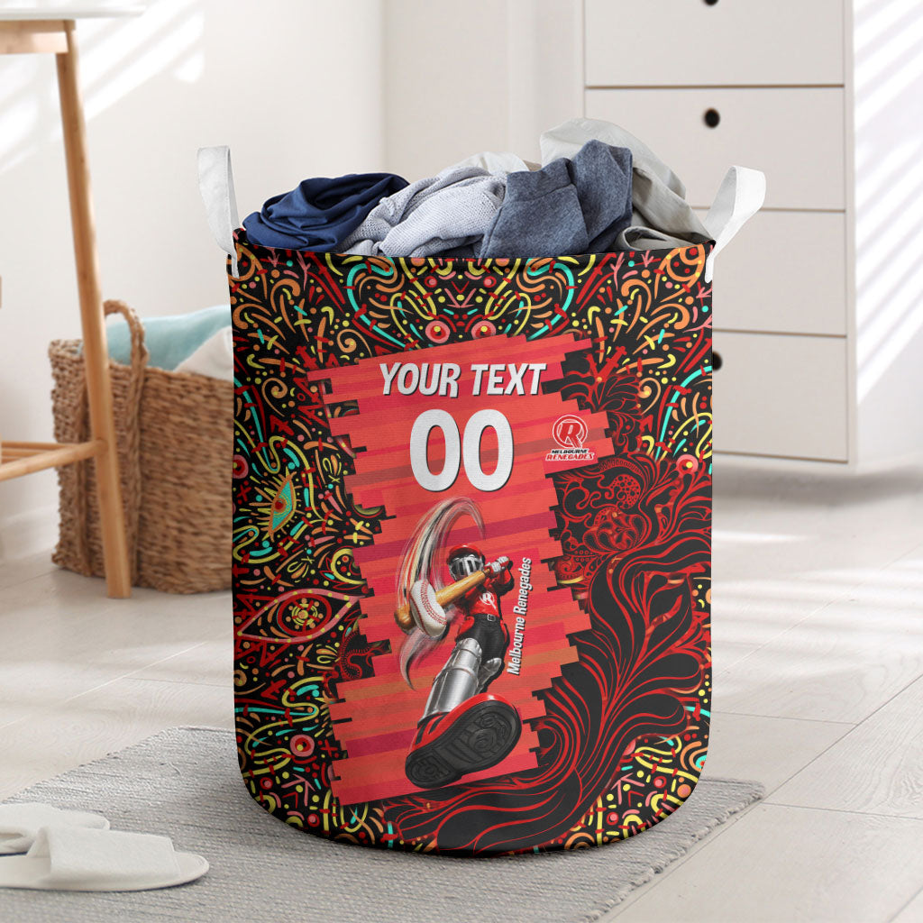 Personalized Melbourne Renegades Cricket Laundry Basket Hippie Psychedelic Pattern Vibrant Mandala Art Style