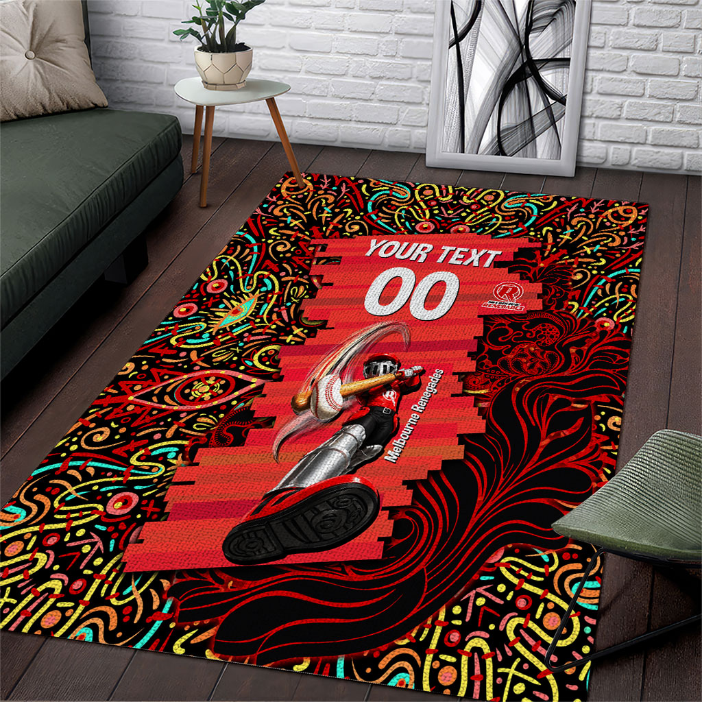 Personalized Melbourne Renegades Cricket Area Rug Hippie Psychedelic Pattern Vibrant Mandala Art Style