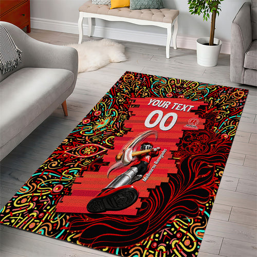 Personalized Melbourne Renegades Cricket Area Rug Hippie Psychedelic Pattern Vibrant Mandala Art Style