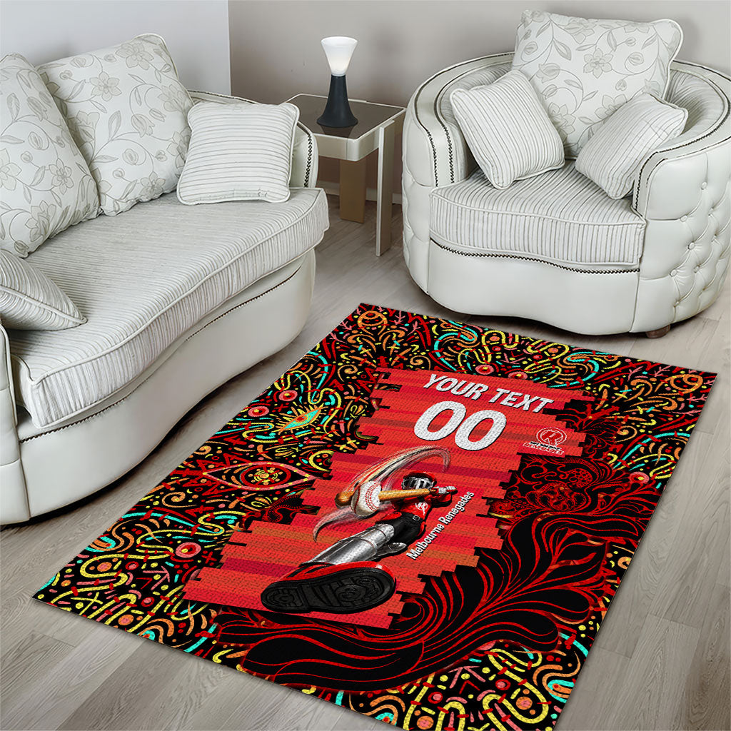 Personalized Melbourne Renegades Cricket Area Rug Hippie Psychedelic Pattern Vibrant Mandala Art Style