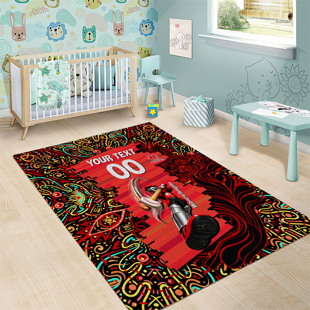 Personalized Melbourne Renegades Cricket Area Rug Hippie Psychedelic Pattern Vibrant Mandala Art Style