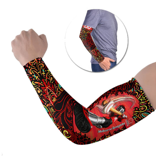 Personalized Melbourne Renegades Cricket Arm Sleeves Hippie Psychedelic Pattern Vibrant Mandala Art Style