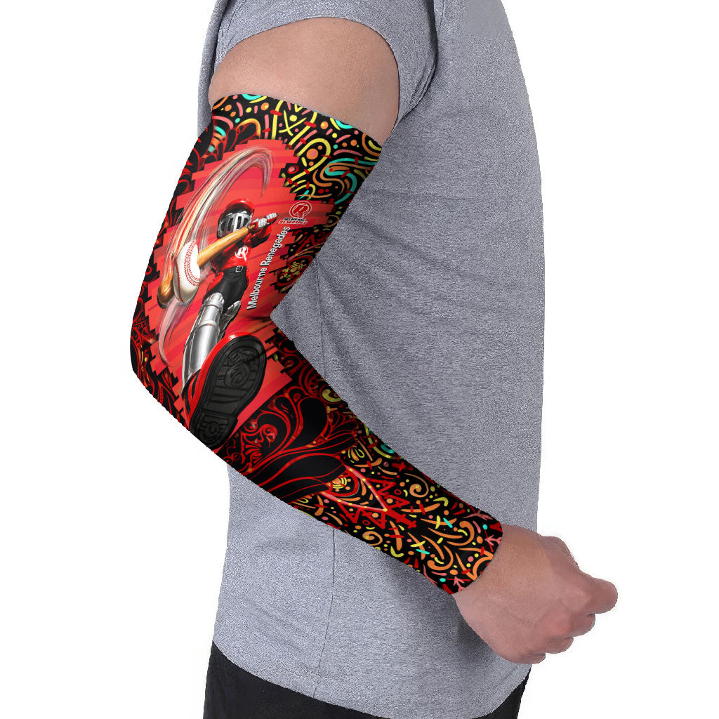 Personalized Melbourne Renegades Cricket Arm Sleeves Hippie Psychedelic Pattern Vibrant Mandala Art Style