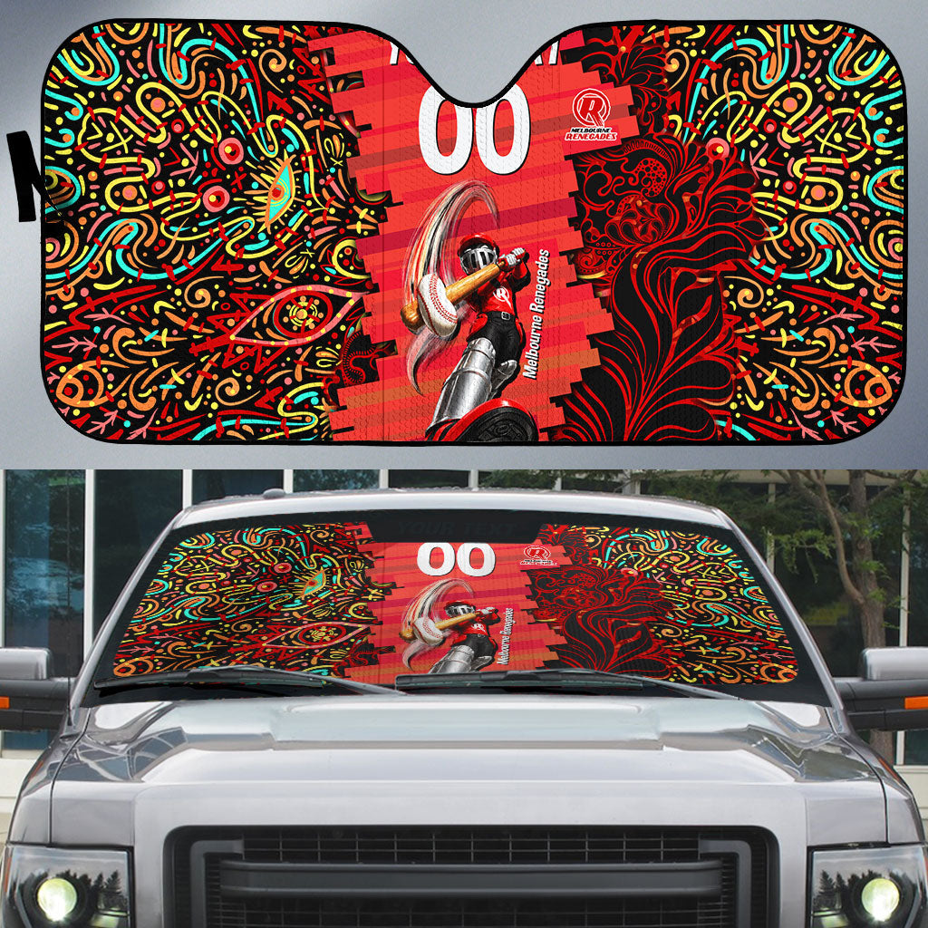 Personalized Melbourne Renegades Cricket Auto Sun Shade Hippie Psychedelic Pattern Vibrant Mandala Art Style