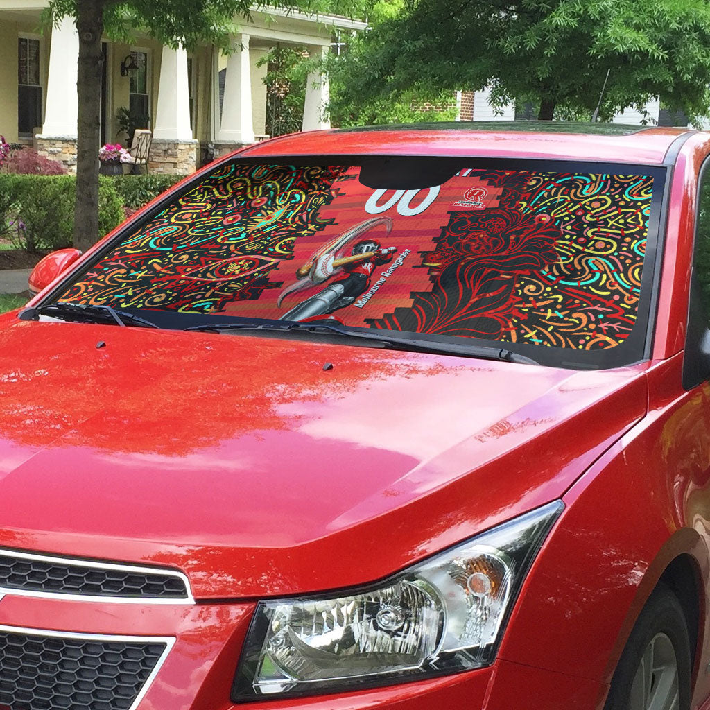 Personalized Melbourne Renegades Cricket Auto Sun Shade Hippie Psychedelic Pattern Vibrant Mandala Art Style