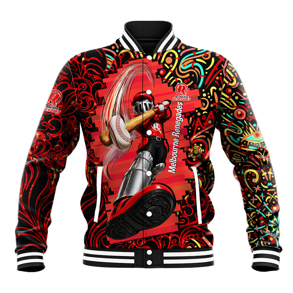 Personalized Melbourne Renegades Cricket Baseball Jacket Hippie Psychedelic Pattern Vibrant Mandala Art Style
