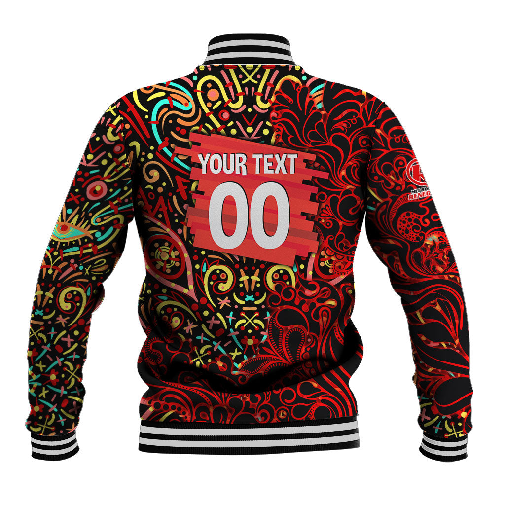 Personalized Melbourne Renegades Cricket Baseball Jacket Hippie Psychedelic Pattern Vibrant Mandala Art Style
