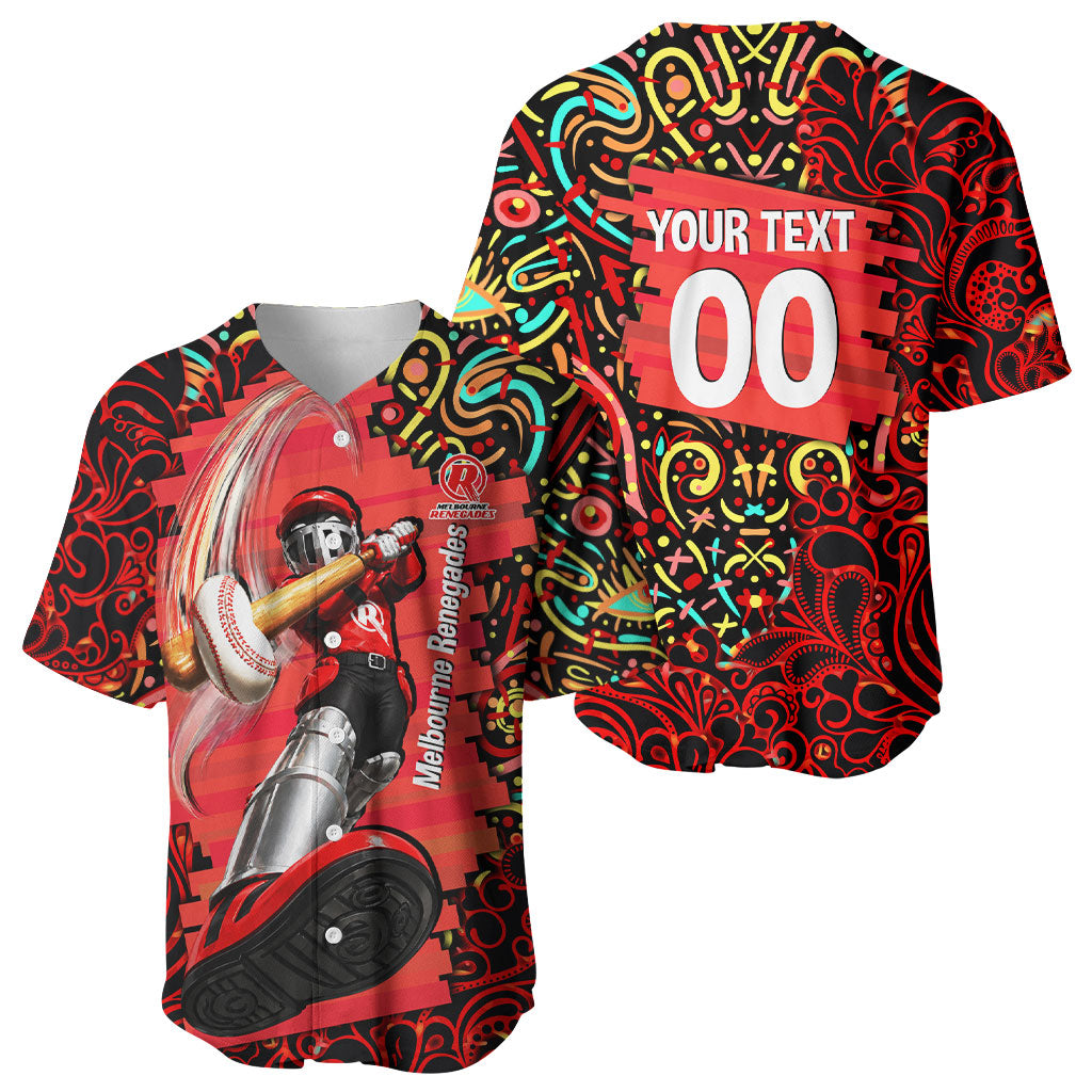 Personalized Melbourne Renegades Cricket Baseball Jersey Hippie Psychedelic Pattern Vibrant Mandala Art Style