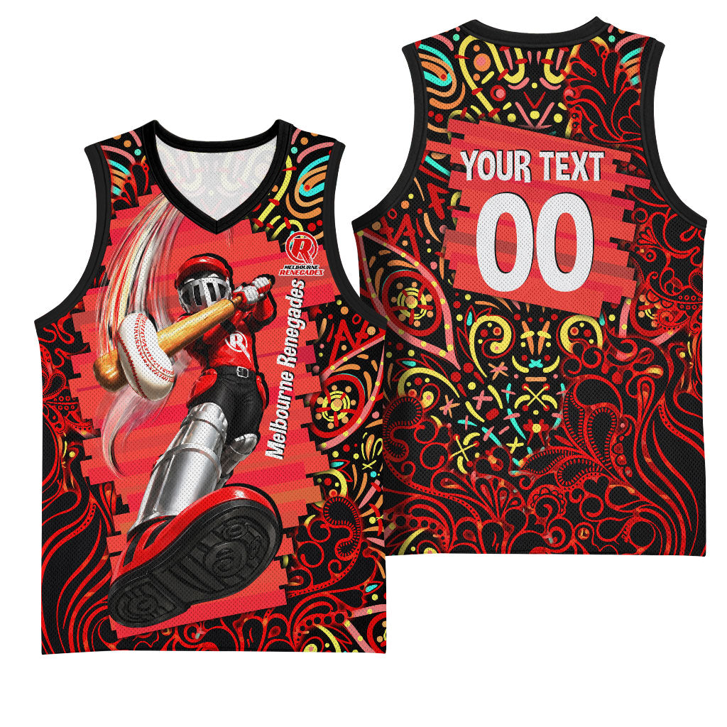 Personalized Melbourne Renegades Cricket Basketball Jersey Hippie Psychedelic Pattern Vibrant Mandala Art Style