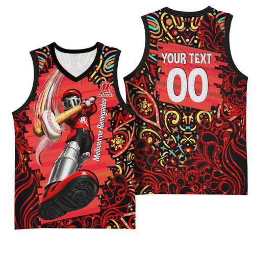 Personalized Melbourne Renegades Cricket Basketball Jersey Hippie Psychedelic Pattern Vibrant Mandala Art Style