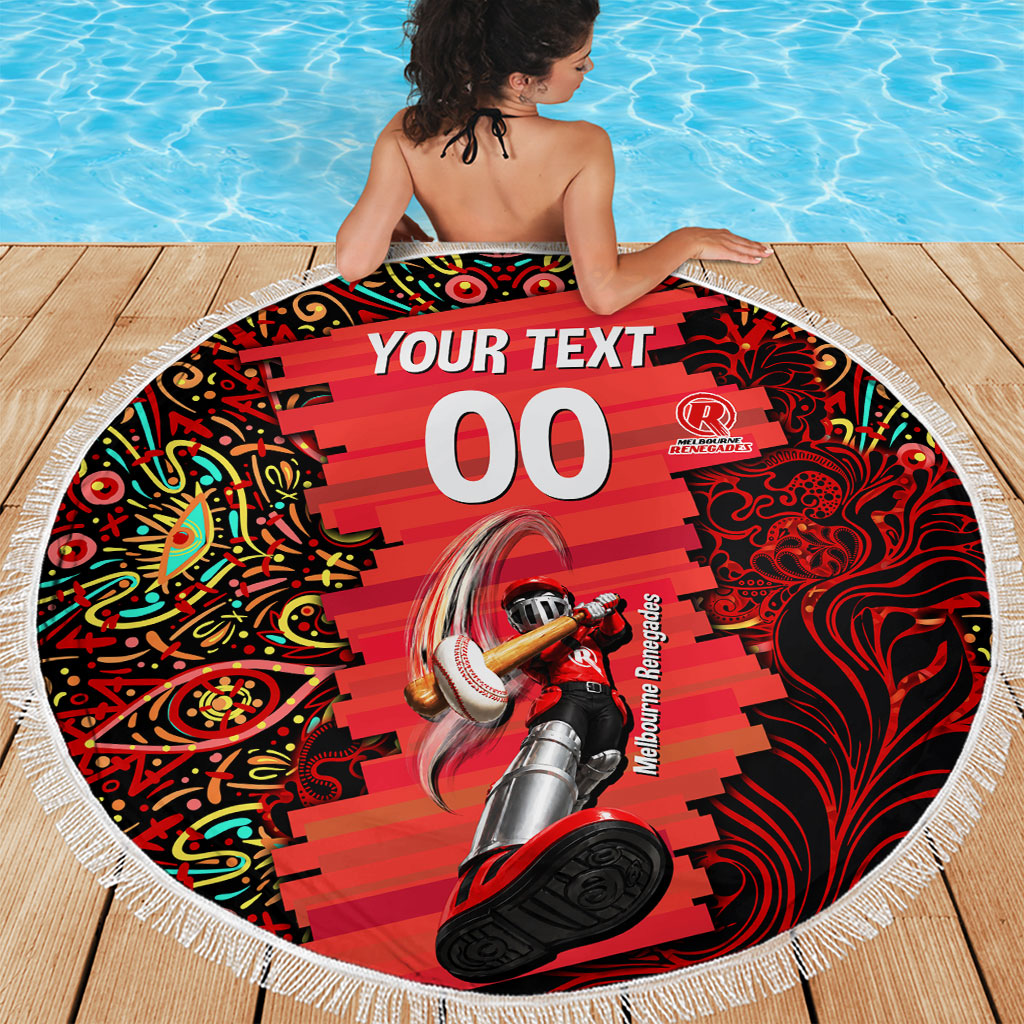 Personalized Melbourne Renegades Cricket Beach Blanket Hippie Psychedelic Pattern Vibrant Mandala Art Style