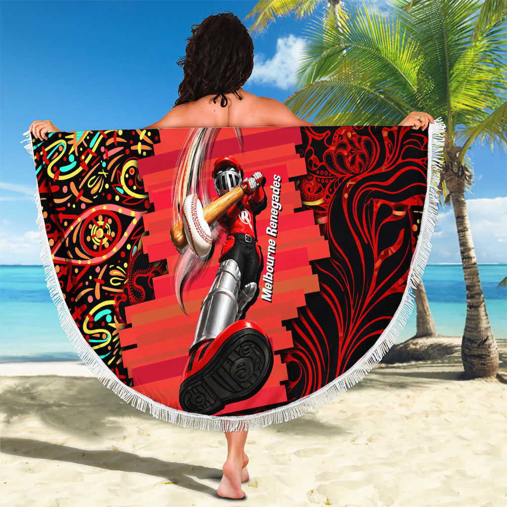 Personalized Melbourne Renegades Cricket Beach Blanket Hippie Psychedelic Pattern Vibrant Mandala Art Style