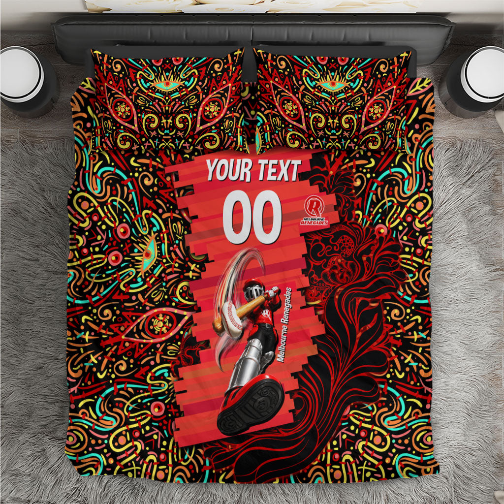Personalized Melbourne Renegades Cricket Bedding Set Hippie Psychedelic Pattern Vibrant Mandala Art Style
