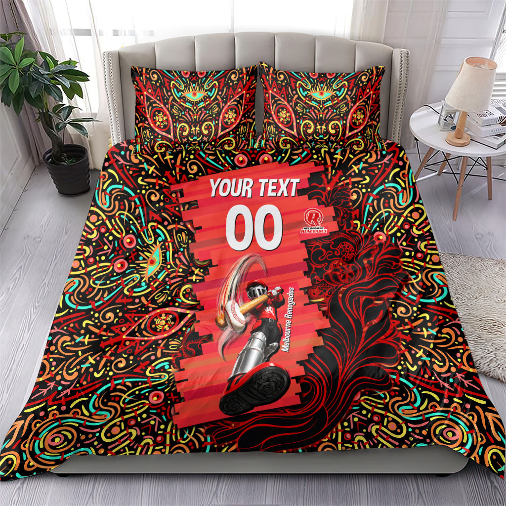 Personalized Melbourne Renegades Cricket Bedding Set Hippie Psychedelic Pattern Vibrant Mandala Art Style