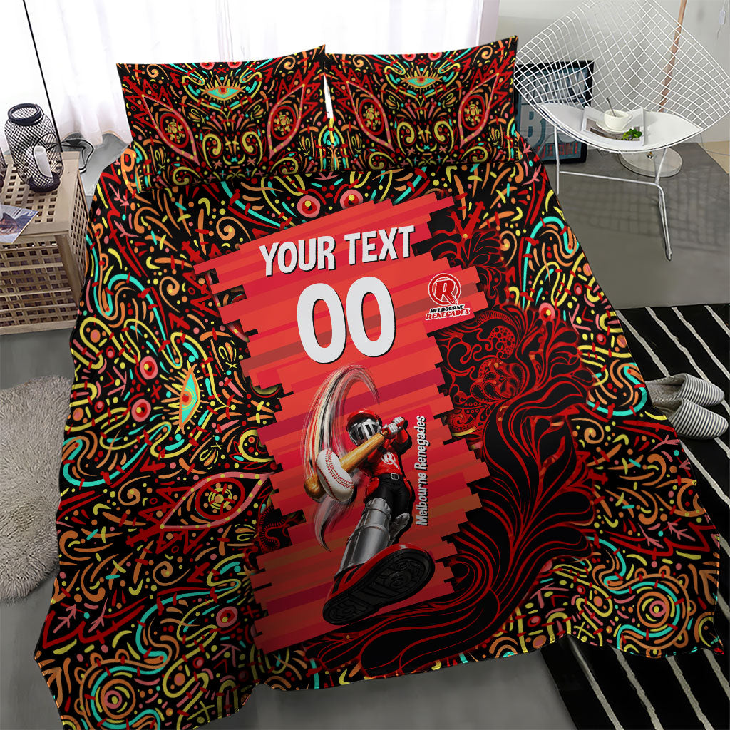Personalized Melbourne Renegades Cricket Bedding Set Hippie Psychedelic Pattern Vibrant Mandala Art Style