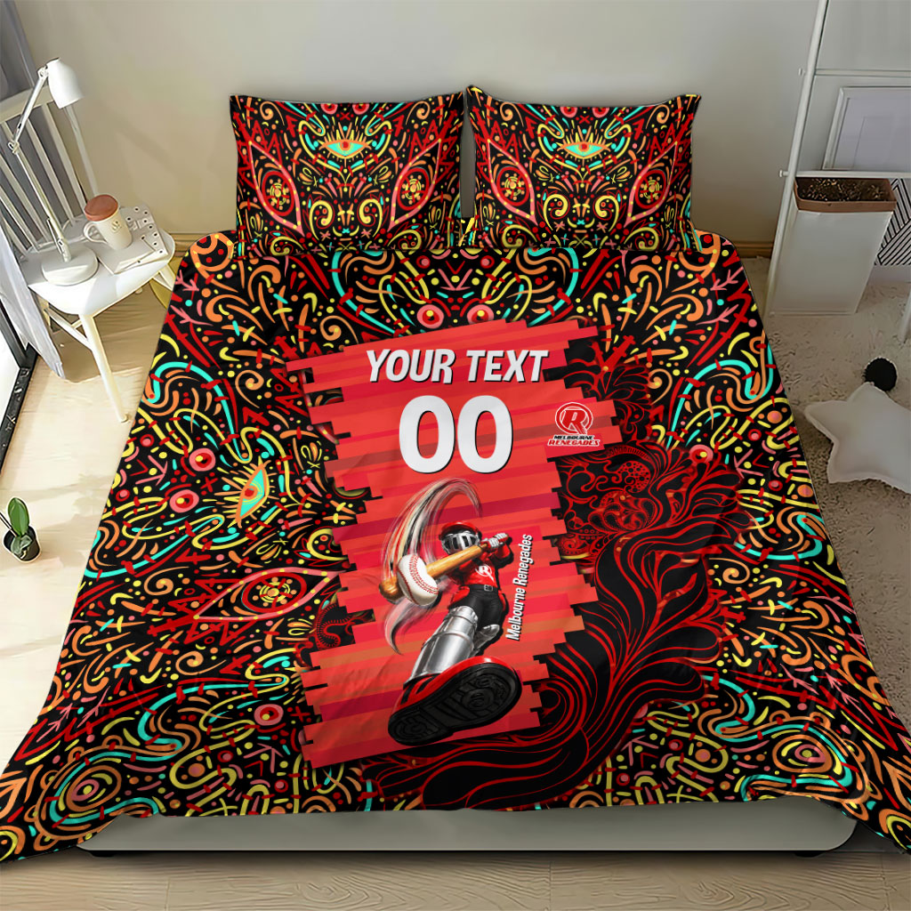 Personalized Melbourne Renegades Cricket Bedding Set Hippie Psychedelic Pattern Vibrant Mandala Art Style