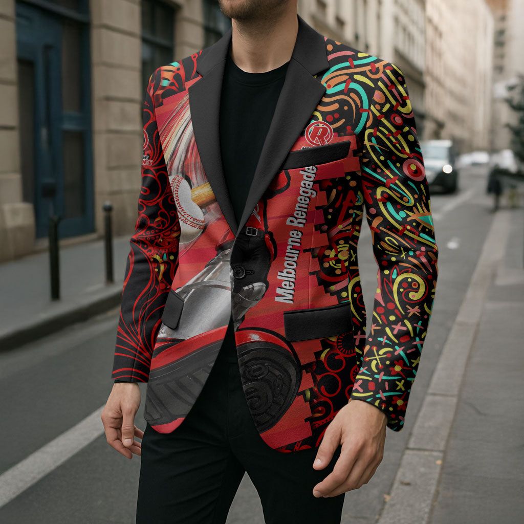 Personalized Melbourne Renegades Cricket Blazer Hippie Psychedelic Pattern Vibrant Mandala Art Style
