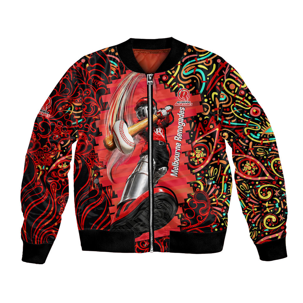 Personalized Melbourne Renegades Cricket Bomber Jacket Hippie Psychedelic Pattern Vibrant Mandala Art Style