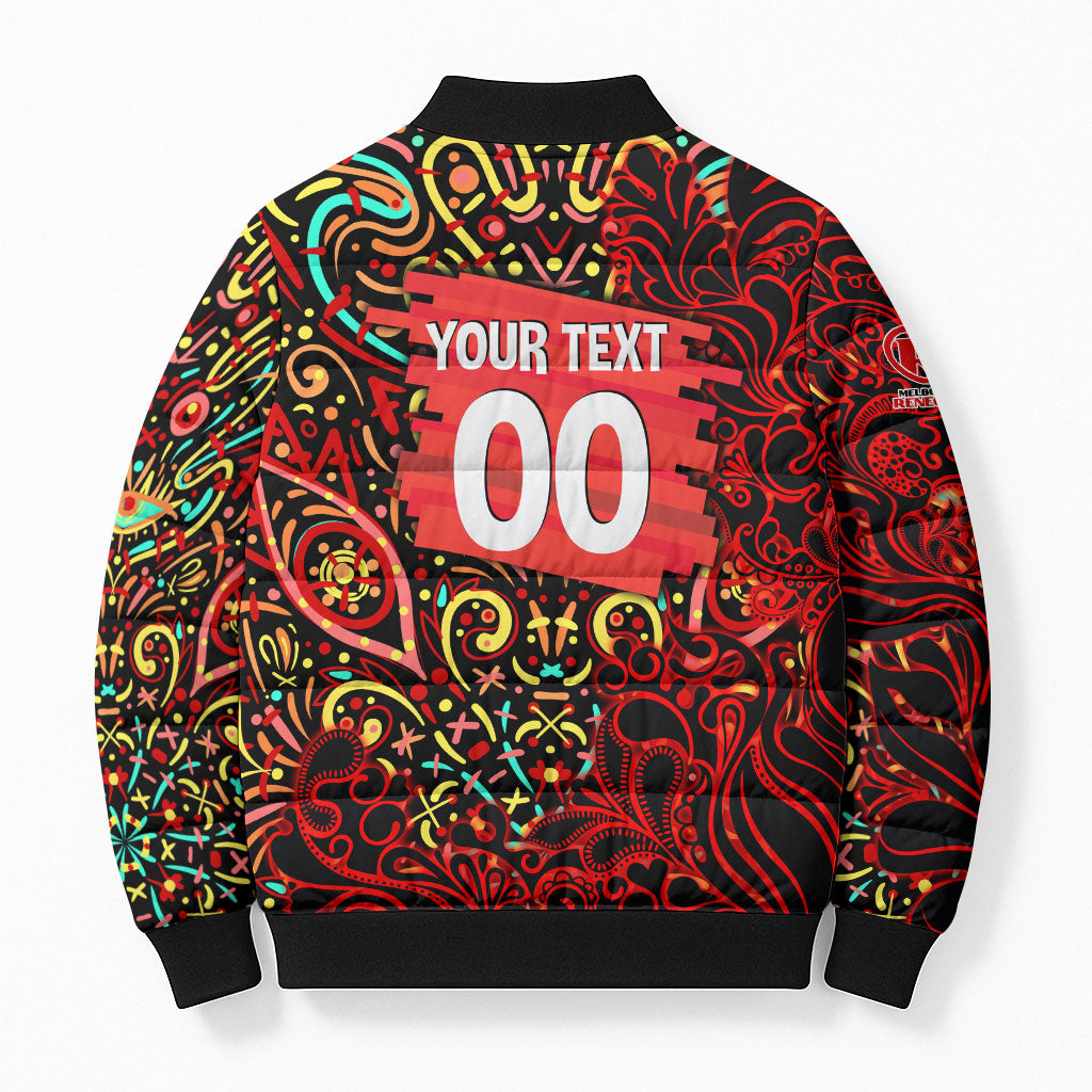 Personalized Melbourne Renegades Cricket Bomber Puffer Jacket Hippie Psychedelic Pattern Vibrant Mandala Art Style