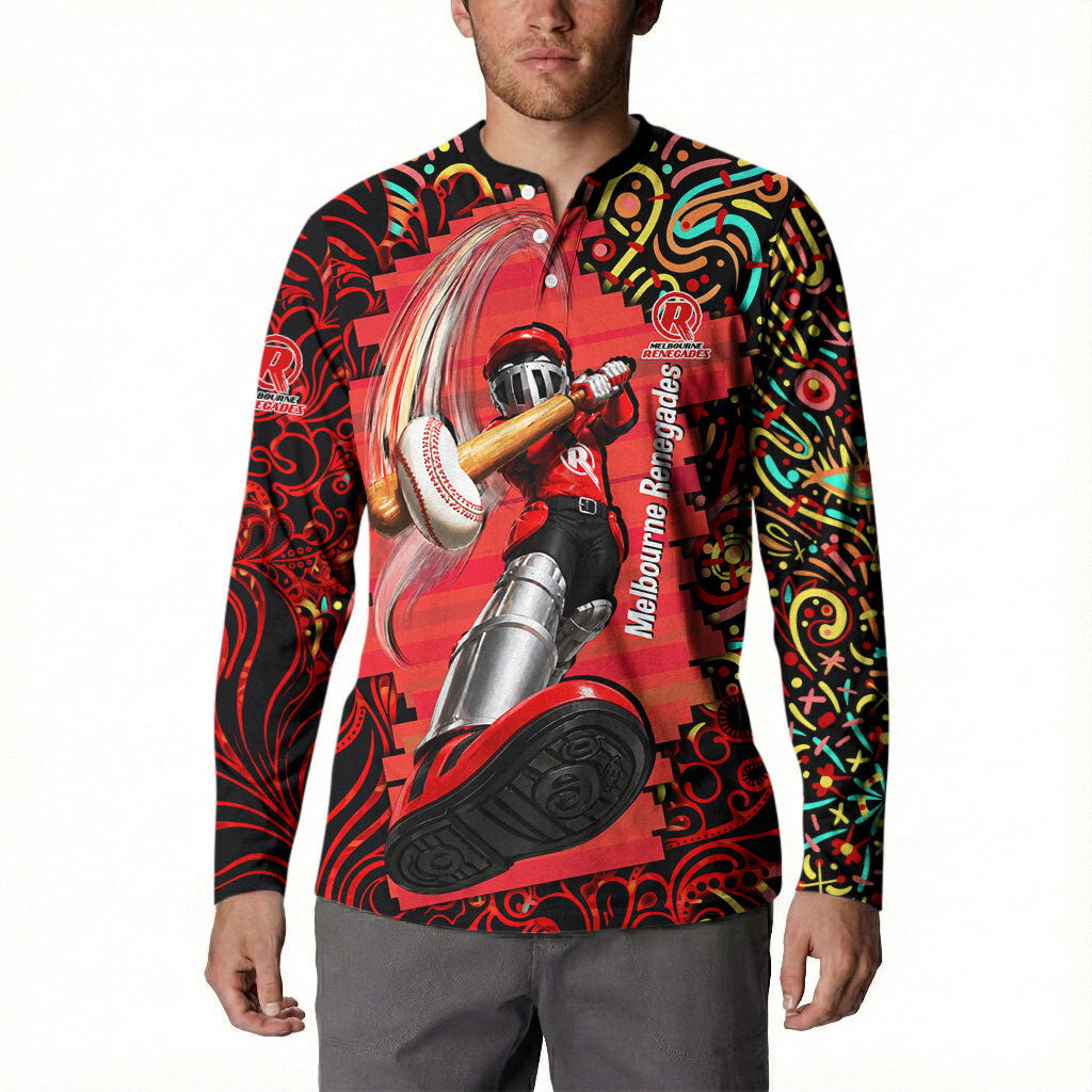 Personalized Melbourne Renegades Cricket Button Sweatshirt Hippie Psychedelic Pattern Vibrant Mandala Art Style
