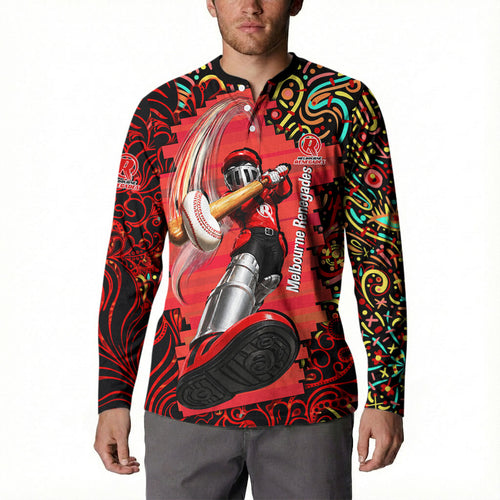 Personalized Melbourne Renegades Cricket Button Sweatshirt Hippie Psychedelic Pattern Vibrant Mandala Art Style