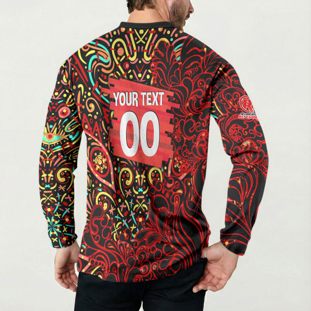 Personalized Melbourne Renegades Cricket Button Sweatshirt Hippie Psychedelic Pattern Vibrant Mandala Art Style