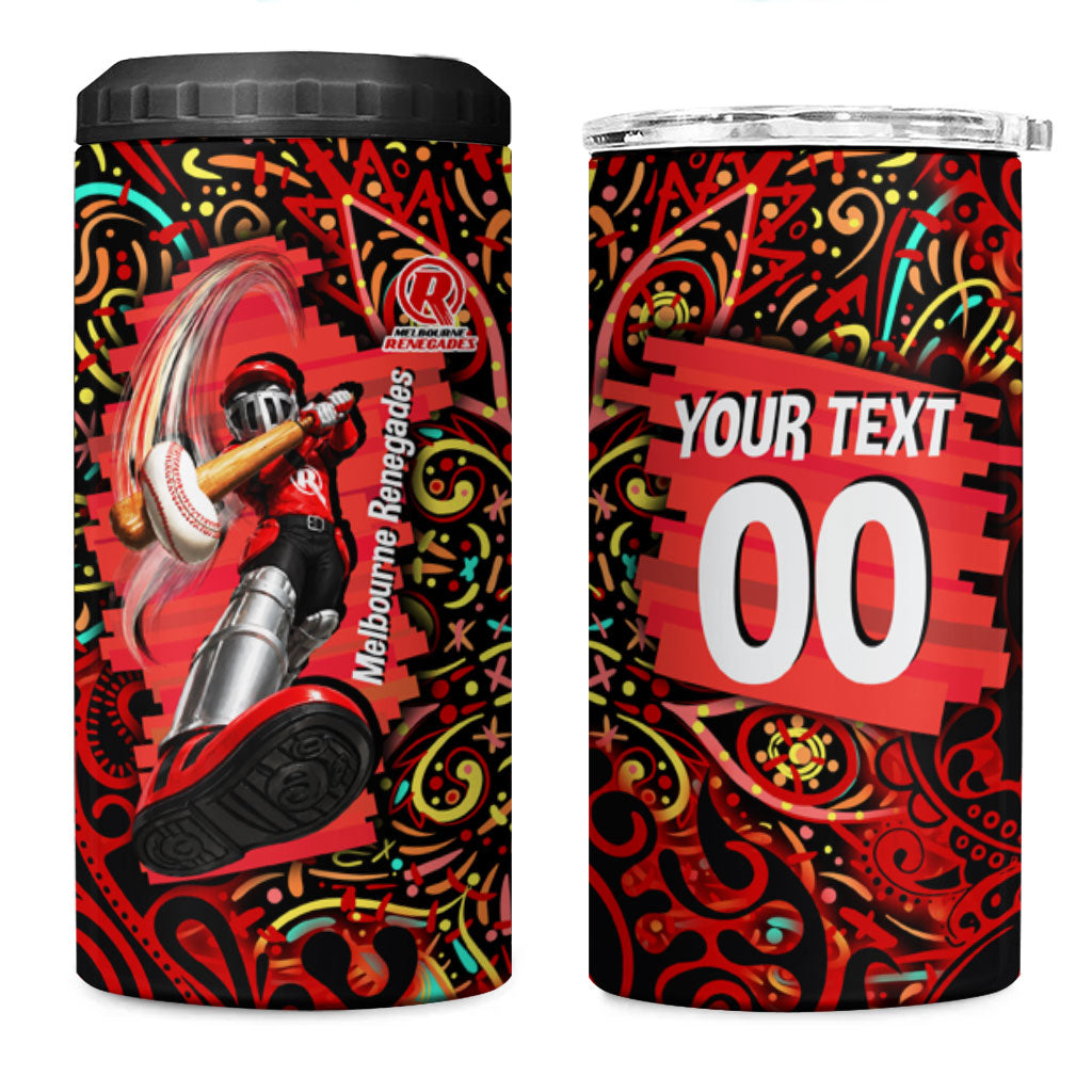 Personalized Melbourne Renegades Cricket 4 in 1 Can Cooler Tumbler Hippie Psychedelic Pattern Vibrant Mandala Art Style