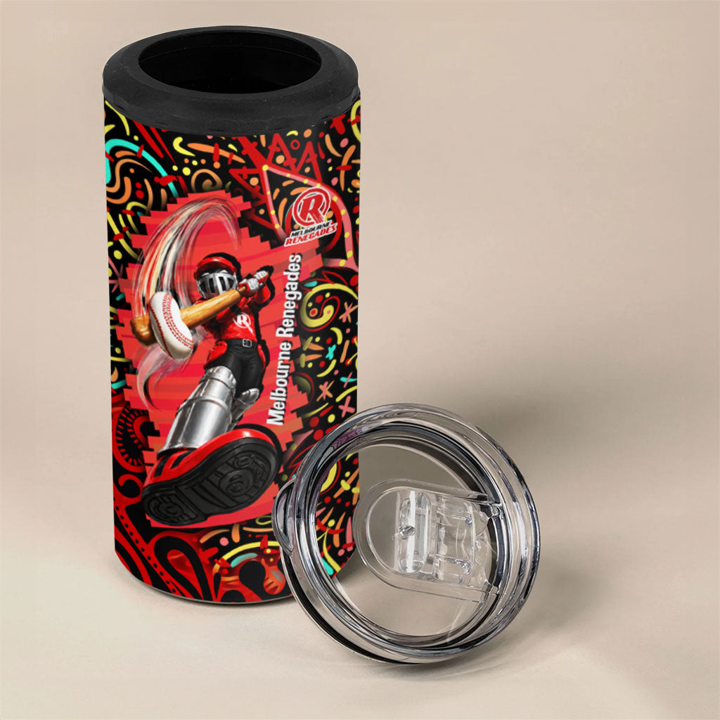 Personalized Melbourne Renegades Cricket 4 in 1 Can Cooler Tumbler Hippie Psychedelic Pattern Vibrant Mandala Art Style