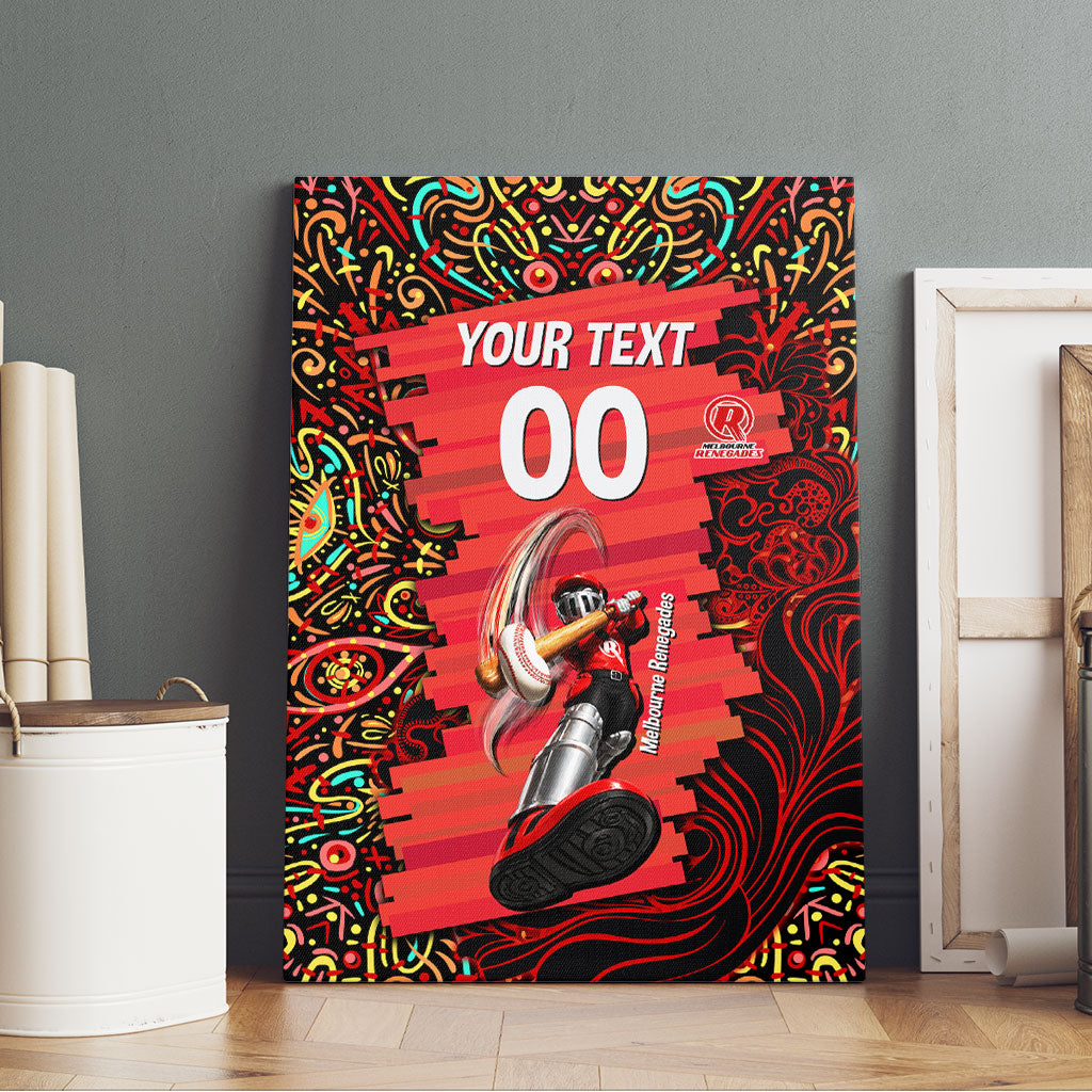 Personalized Melbourne Renegades Cricket Canvas Wall Art Hippie Psychedelic Pattern Vibrant Mandala Art Style