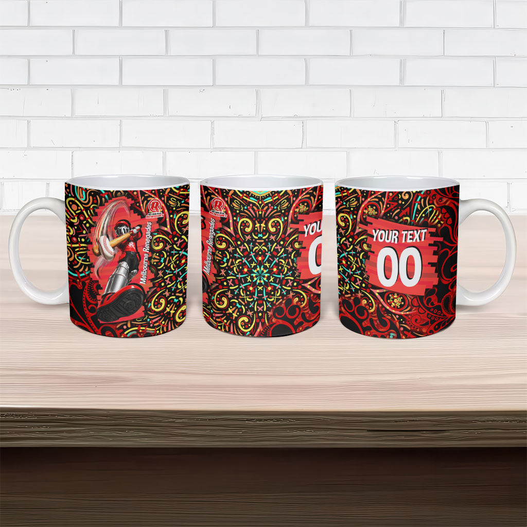 Personalized Melbourne Renegades Cricket Ceramic Mug Hippie Psychedelic Pattern Vibrant Mandala Art Style