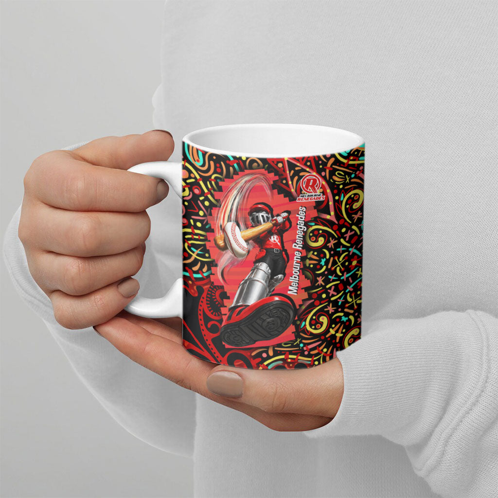 Personalized Melbourne Renegades Cricket Ceramic Mug Hippie Psychedelic Pattern Vibrant Mandala Art Style