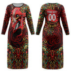 Personalized Melbourne Renegades Cricket Couples Matching Long Sleeve Bodycon Dress and Hawaiian Shirt Hippie Psychedelic Pattern Vibrant Mandala Art Style