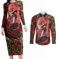 Personalized Melbourne Renegades Cricket Couples Matching Long Sleeve Bodycon Dress and Long Sleeve Button Shirt Hippie Psychedelic Pattern Vibrant Mandala Art Style